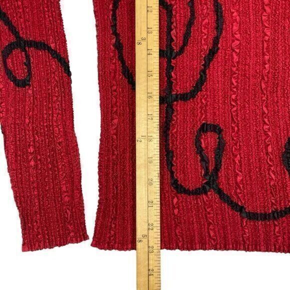 Tania Nardi Blouse Womens M Red Abstract Pattern Mock Neck Bohemian Coastal Top - Picture 10 of 14